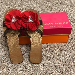 Fun Kate Spade red flower flip-flops. Size 7.